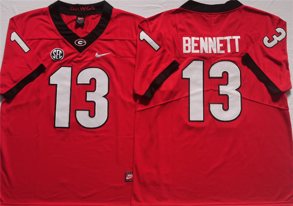 Men’s Georgia Bulldogs #13 BENNETT Red College Football Stitched Jersey