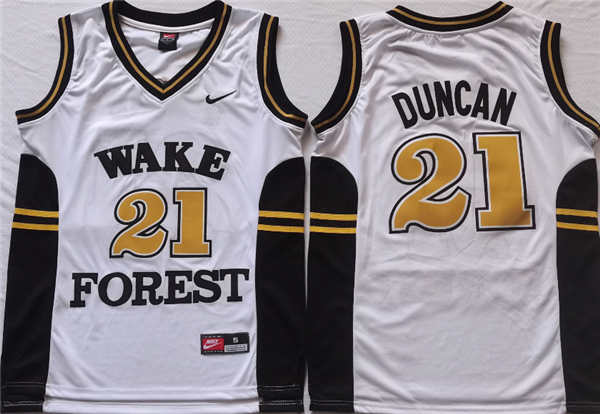 Demon Deacons #21 Tim Duncan White Stitched NCAA Jersey