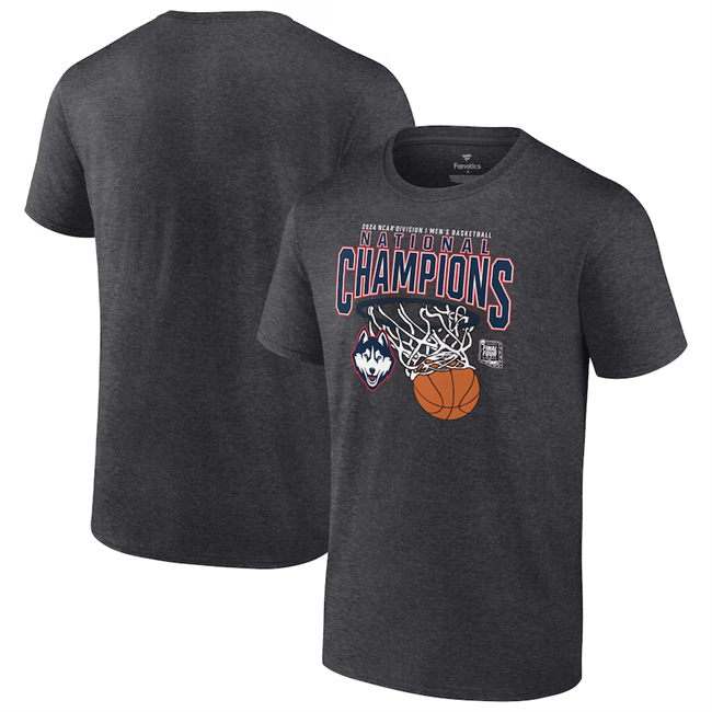 Men's UConn Huskies Charcoal Basketball National Champions Core T-Shirt
