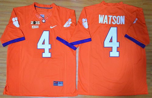 Tigers #4 Deshaun Watson Orange Limited 2016 College Football Playoff National Championship Patch Stitched NCAA Jersey