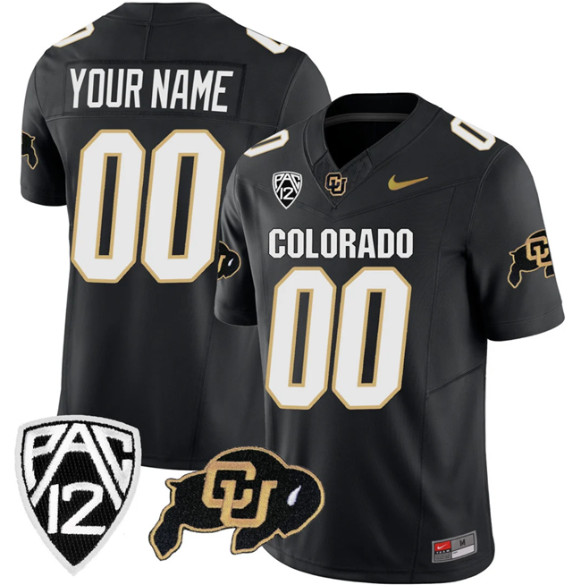 Men's Colorado Buffaloes Active Player Custom Black 2023 F.U.S.E. With PAC-12 Patch Stitched Football Jersey