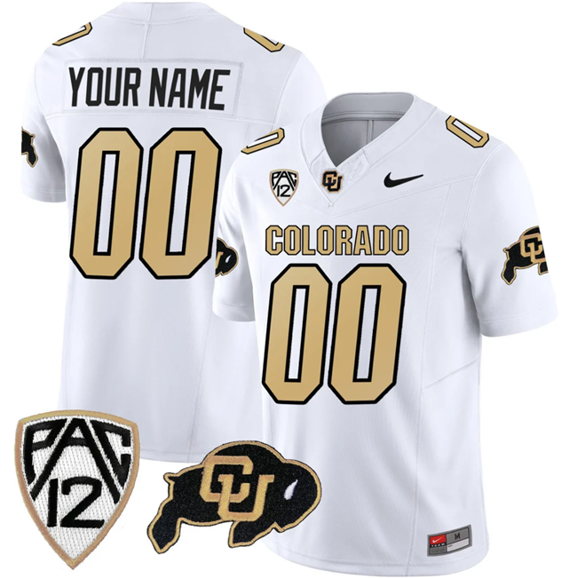 Men's Colorado Buffaloes Active Player Custom White 2023 F.U.S.E. With PAC-12 Patch Stitched Football Jersey