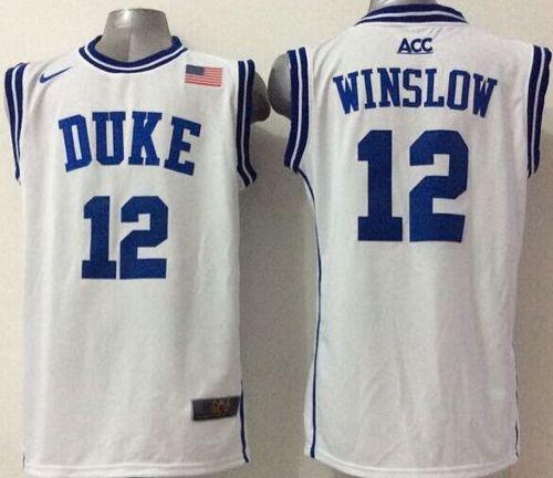 Blue Devils #12 Justise Winslow White Basketball Stitched NCAA Jersey
