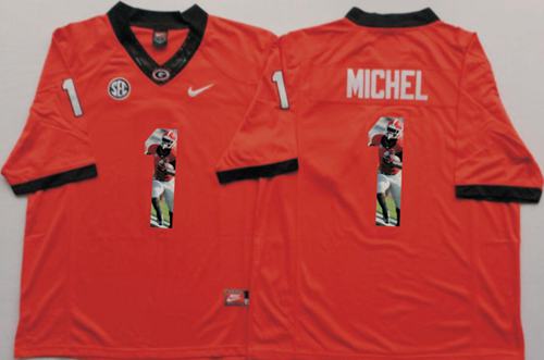 Bulldogs #1 Sony Michel Red Player Fashion Stitched NCAA Jersey