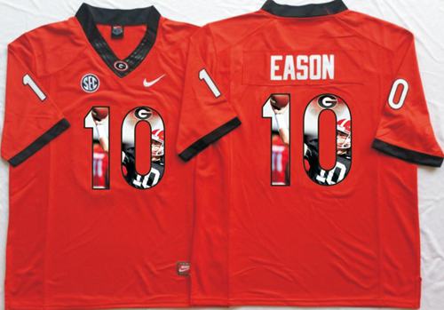 Bulldogs #10 Jacob Eason Red Player Fashion Stitched NCAA Jersey