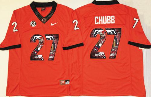 Bulldogs #27 Nick Chubb Red Player Fashion Stitched NCAA Jersey