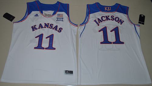 Jayhawks #11 Josh Jackson White Basketball Authentic Stitched NCAA Jersey