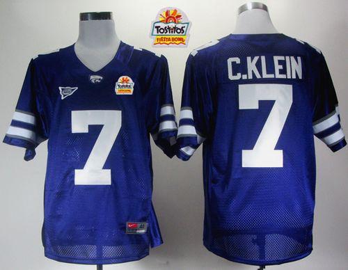 Wildcats #7 Collin Klein Purple Big 12 Patch Tostitos Fiesta Bowl Stitched NCAA Jersey
