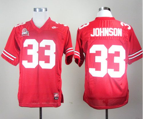 Buckeyes #33 Red Stitched NCAA Jersey