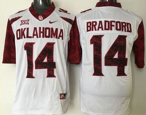 Sooners #14 Sam Bradford White New XII Stitched NCAA Jersey
