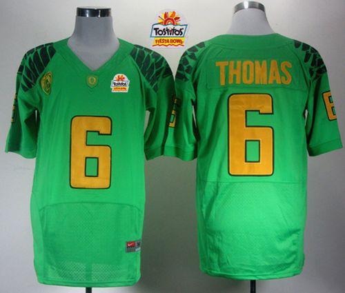 Ducks #6 De'Anthony Thomas Green Elite PAC-12 Patch Tostitos Fiesta Bowl Stitched NCAA Jersey