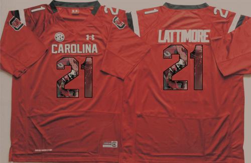 Fighting Gamecocks #21 Marcus Lattimore Red Player Fashion Stitched NCAA Jersey