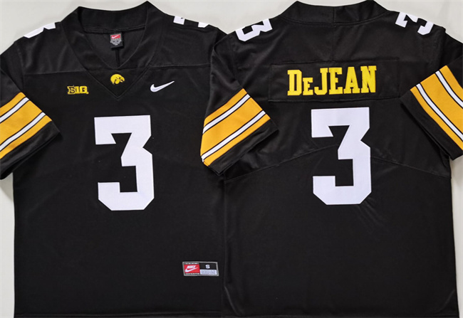 Men's Iowa Hawkeyes #3 Cooper DeJean Black Stitched Jersey