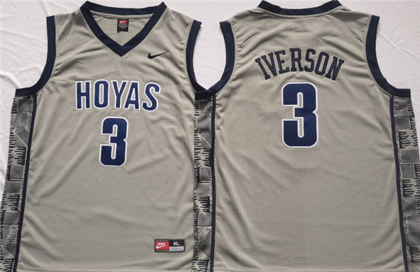 Men's Georgetown Hoyas #3 Allen Iverson Grey Stitched Jersey