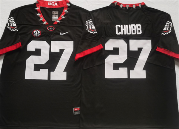 Men’s Georgia Bulldogs #27 CHUBB Black College Football Stitched Jersey