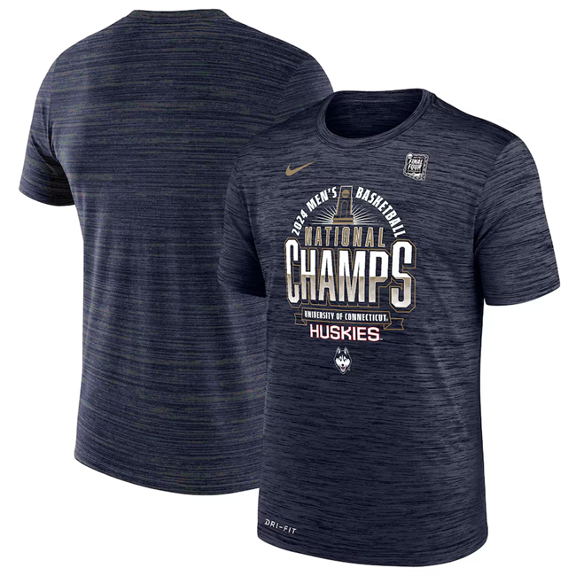 Men's UConn Huskies Navy 2024 Basketball National Champions Big & Tall Velocity Legend Performance T-Shirt