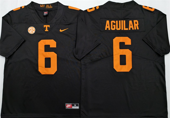 Men's Tennessee Volunteers #6 Joey Aguilar Black 2025 Stitched Jersey