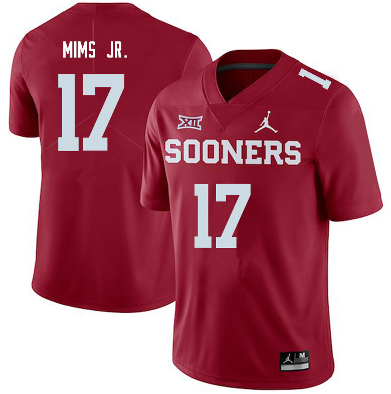 Men's Oklahoma Sooners #17 Marvin Mims JR. Red XII Stitched NCAA Jersey