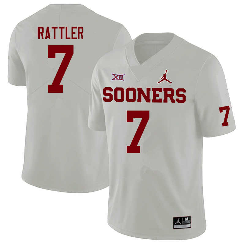 Men's Oklahoma Sooners #7 Spencer Rattler White XII Stitched NCAA Jersey