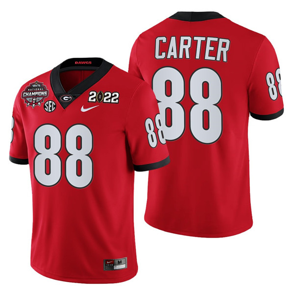 Men’s Georgia Bulldogs #88 Jalen Carter 2021/22 CFP National Champions Red College Football Stitched Jersey