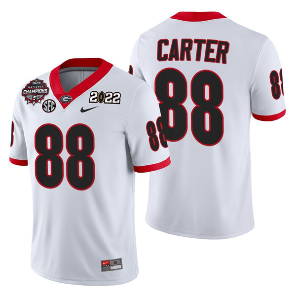 Men’s Georgia Bulldogs #88 Jalen Carter 2021/22 CFP National Champions White College Football Stitched Jersey