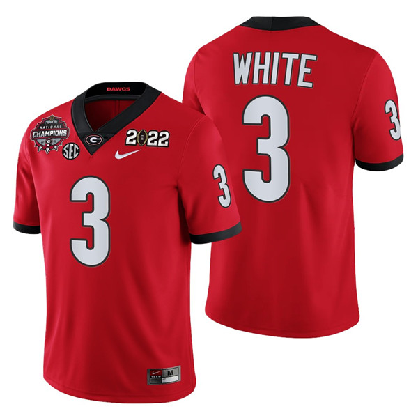 Men’s Georgia Bulldogs #3 Zamir White 2021/22 CFP National Champions Red College Football Stitched Jersey
