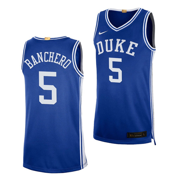 Men's Duke Blue Devils #5 Paolo Banchero Royal 2021-22 College Basketball Stitched NCAA Jersey