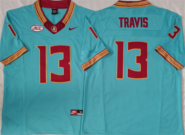 Men's Florida State Seminoles #13 Jordan Travis Teal 2023 F.U.S.E Stitched Jersey