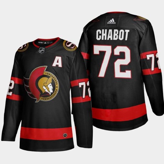 Men's Ottawa Senators #72 Thomas Chabot 2021 Black Stitched Home Jersey