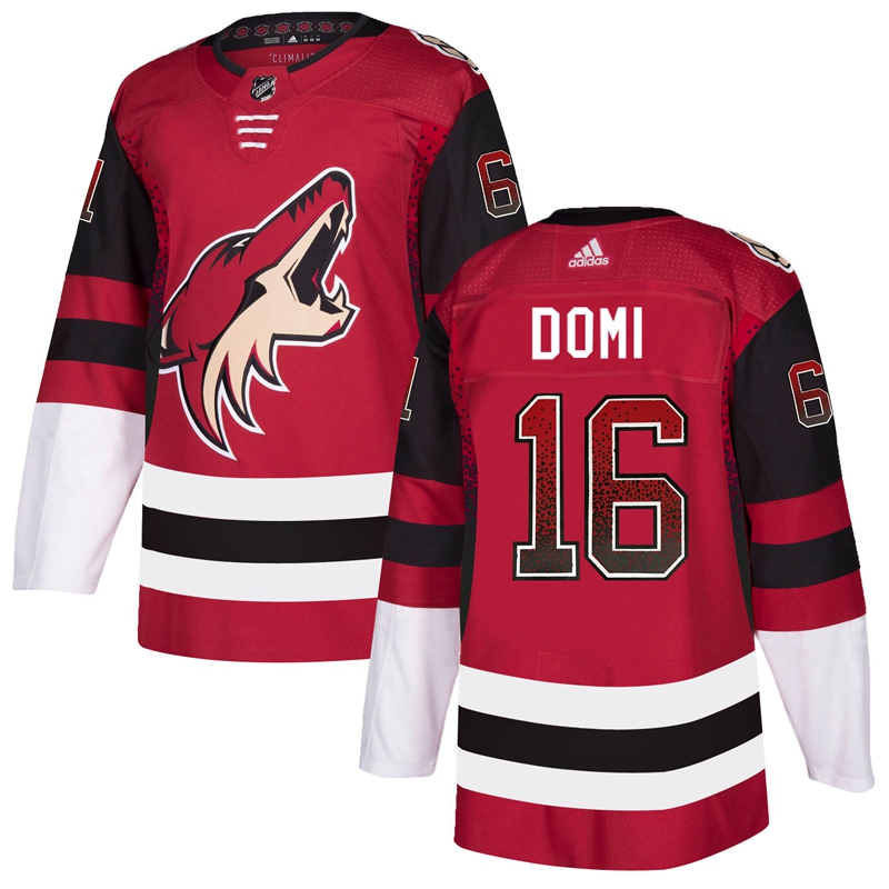 Men's Arizona Coyotes #16 Max Domi Burgundy Red Drift Fashion Stitched NHL Jersey