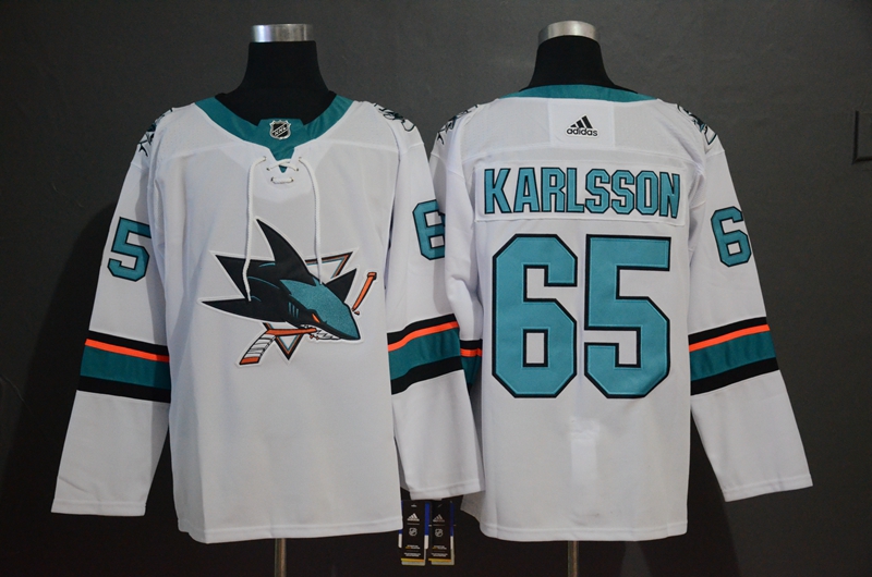 Men's San Jose Sharks #65 Erik Karlsson White Stitched NHL Jersey