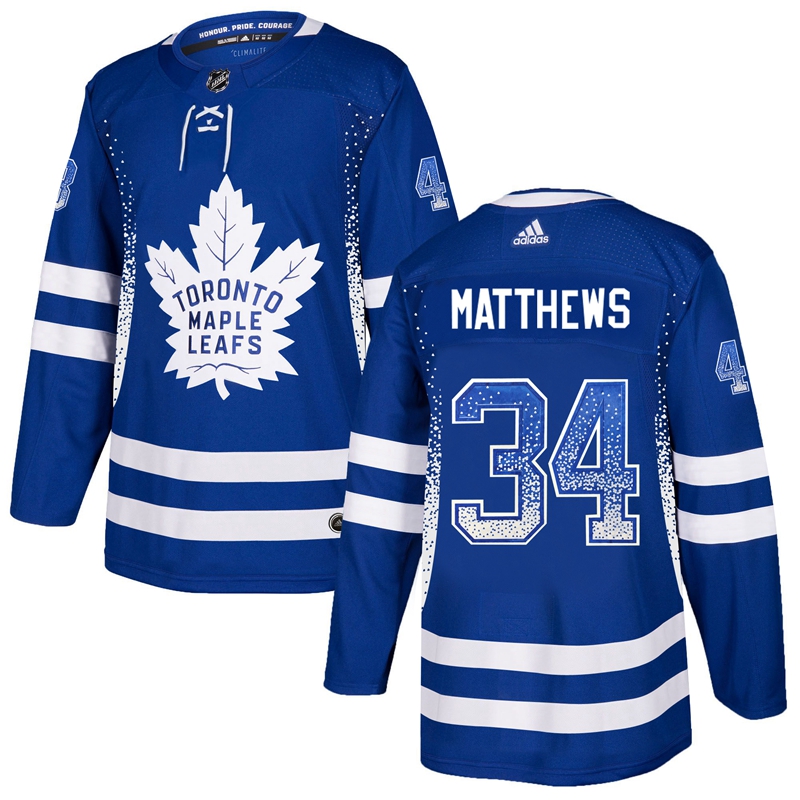 Men's Toronto Maple Leafs #34 Auston Matthews Blue Drift Fashion Stitched NHL Jersey