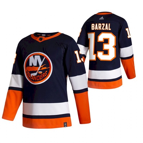 Men's New York Islanders #13 Mathew Barzal 2021 Black Reverse Retro Stitched Jersey