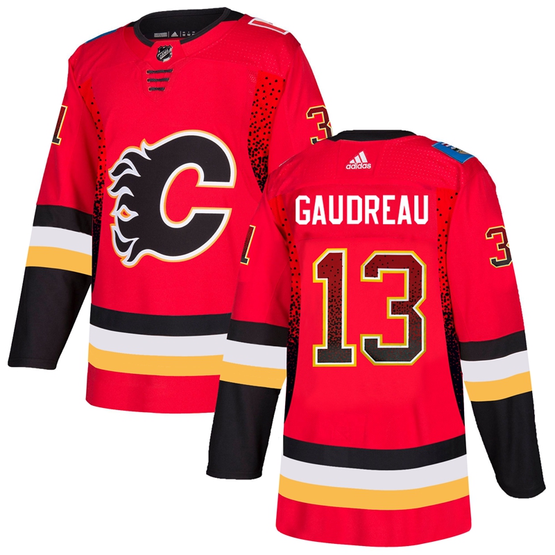 Men's Calgary Flames #13 Johnny Gaudreau Red Drift Fashion Stitched NHL Jersey
