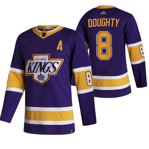 Men's Los Angeles Kings #8 Drew Doughty Purple 2020-21 Reverse Retro Stitched Jersey
