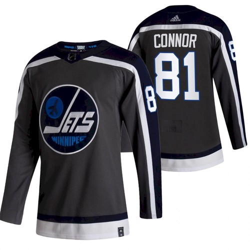 Men's Winnipeg Jets #81 Kyle Connor 2021 Grey Reverse Retro Stitched Jersey