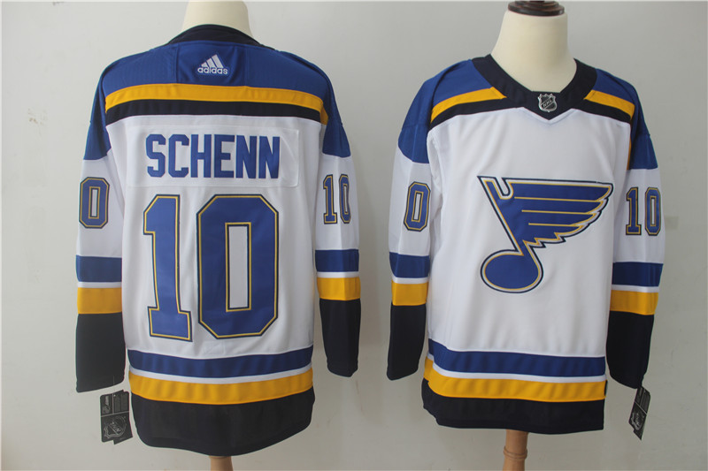 Men's Adidas St. Louis Blues #10 Brayden Schenn White Stitched NHL Jersey