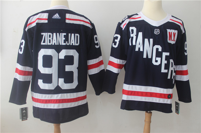 Men's Adidas New York Rangers #93 Mika Zibanejad Navy 2018 Winter Classic Authentic Stitched NHL Jersey