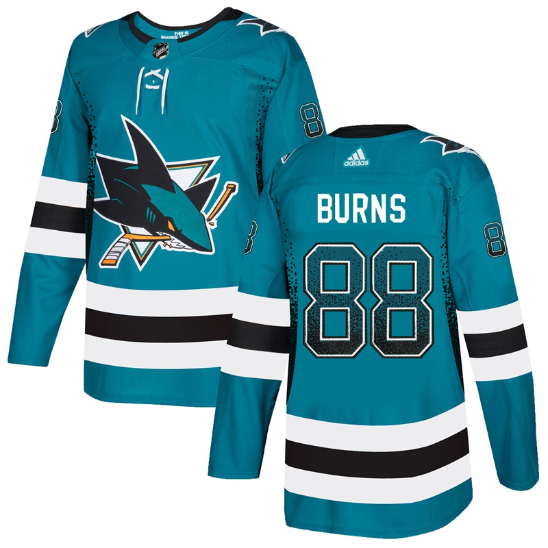 Men's Adidas San Jose Sharks #88 Brent Burns Teal Drift Fashion Stitched NHL Jersey