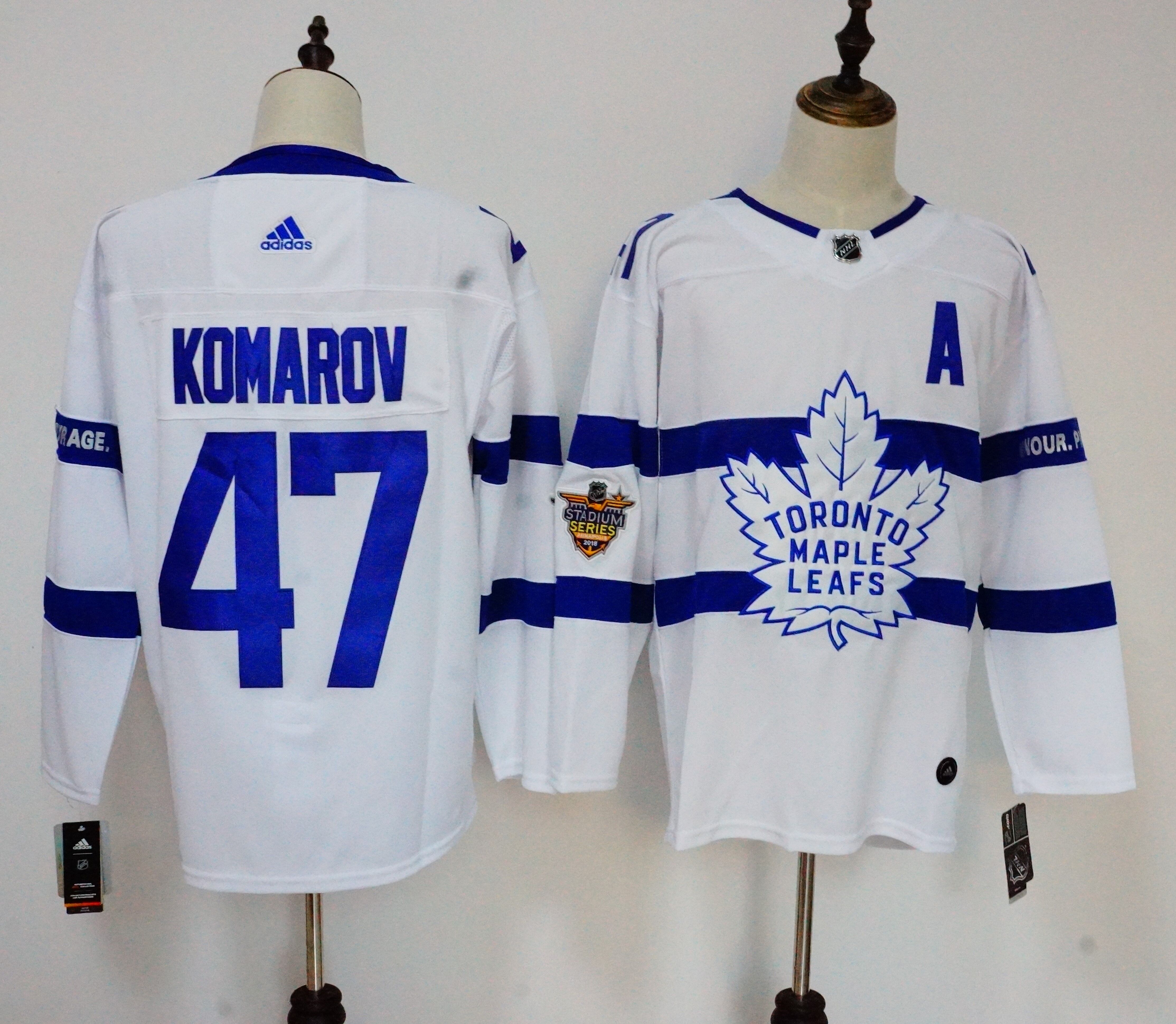 Men's Adidas Toronto Maple Leafs #47 Leo Komarov White 2018 NHL Stadium Series Stitched NHL Jersey