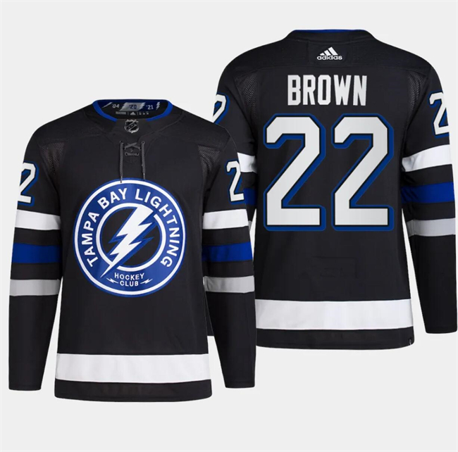 Men's Tampa Bay Lightning #22 Logan Brown Black Alternate Premier Breakaway Stitched Jersey