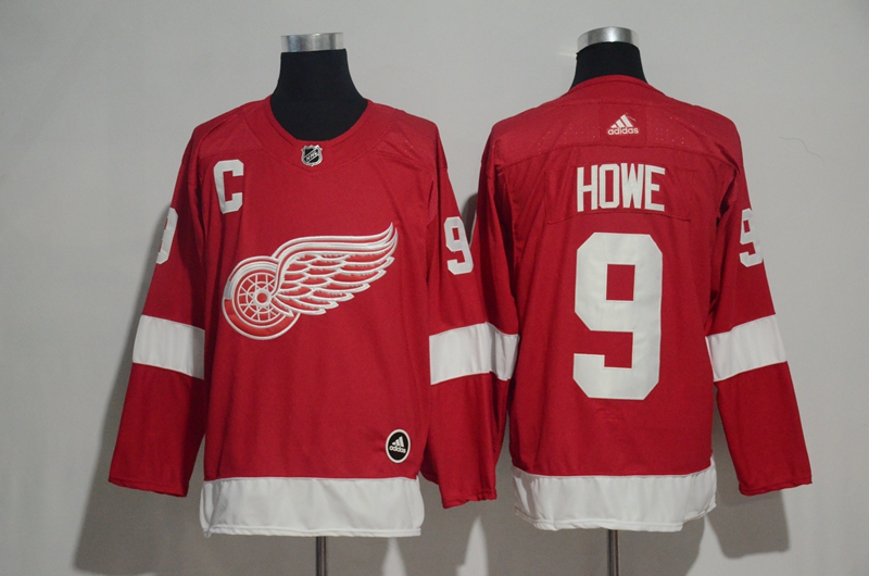 Men's Detroit Red Wings #9 Gordie Howe Red Adidas Stitched NHL Jersey