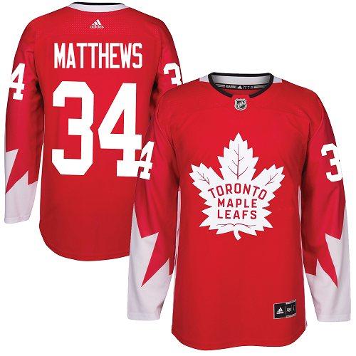 Men's Toronto Maple Leafs #34 Auston Matthews Red Canada Stitched NHL Jersey