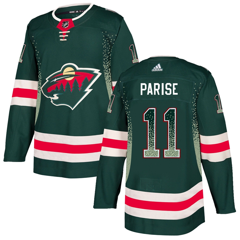 Men's Minnesota Wild #11 Zach Parise Green Drift Fashion Stitched NHL Jersey