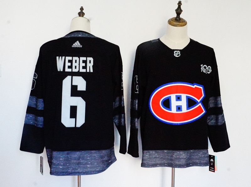 Men's Adidas Montreal Canadiens #6 Shea Weber Black 1917-2017 100th Anniversary Stitched NHL Jersey