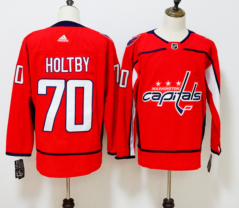 Men's Adidas Washington Capitals #70 Braden Holtby Red Stitched NHL Jersey