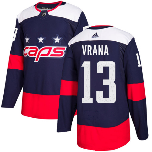 Men's Washington Capitals #13 Jakub Vrana Navy Blue Stitched NHL Jersey