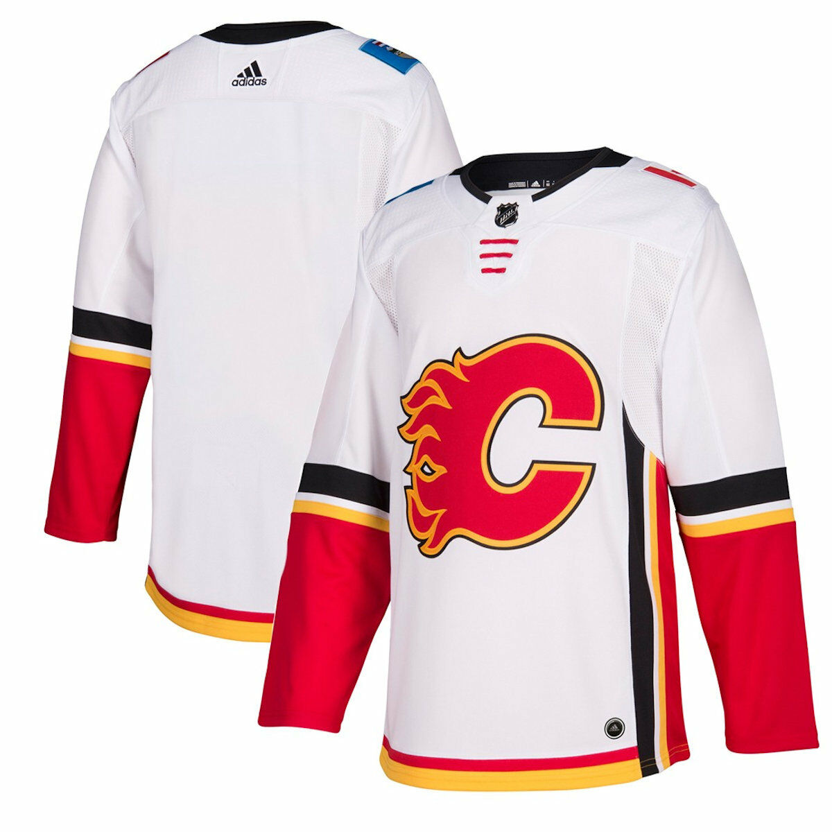 Men's Adidas Calgary Flames White Stitched NHL Jersey