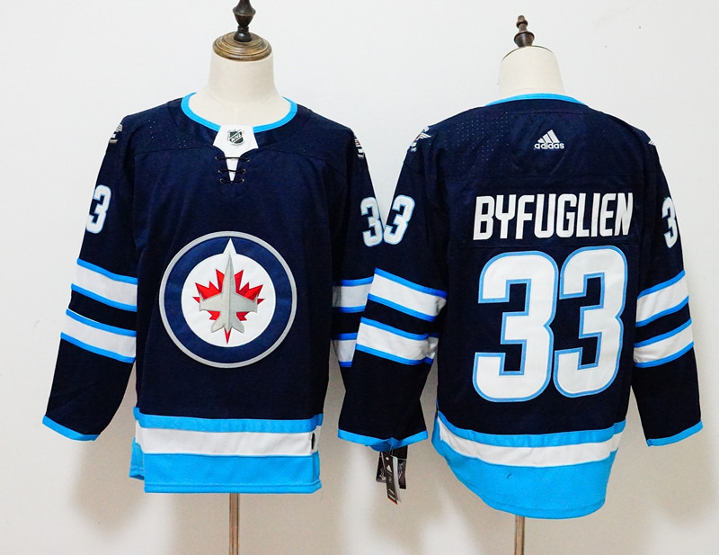 Men's Adidas Winnipeg Jets #33 Dustin Byfuglien Navy Stitched NHL Jersey