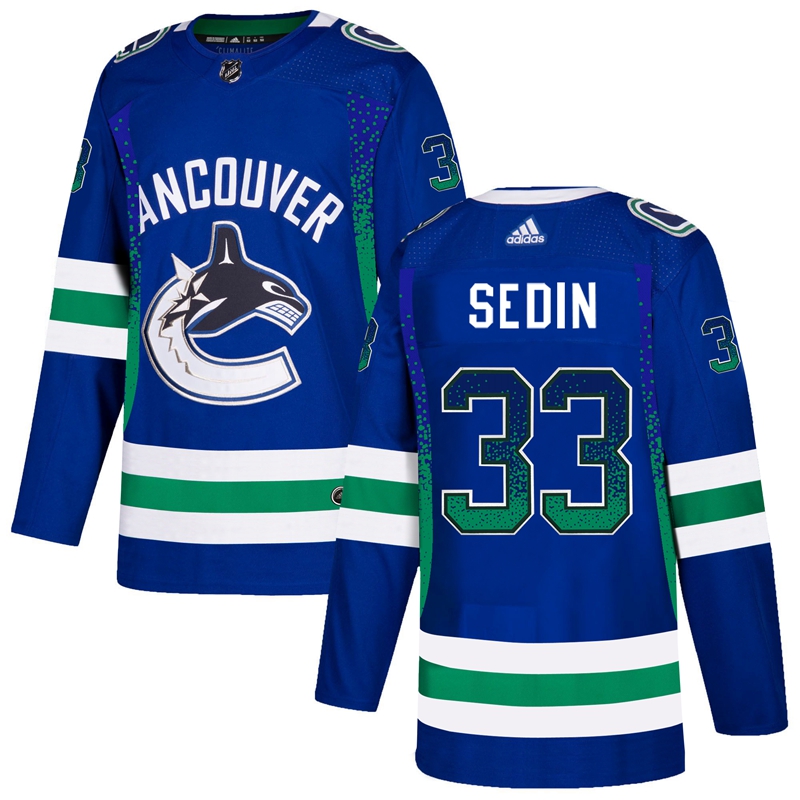 Men's Vancouver Canucks #33 Henrik Sedin Blue Drift Fashion Stitched NHL Jersey